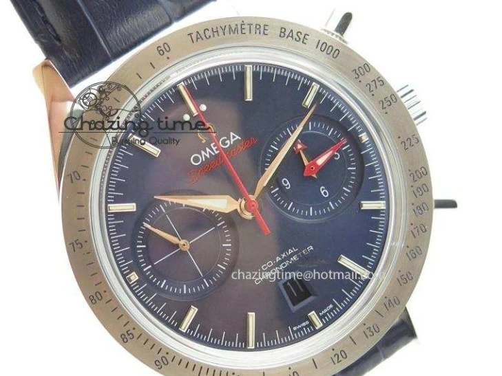 0505 DailyWear Speedmaster ’57 SS Chrono AXF Best Edition Blue Dial on Blue Leather Strap A 8279